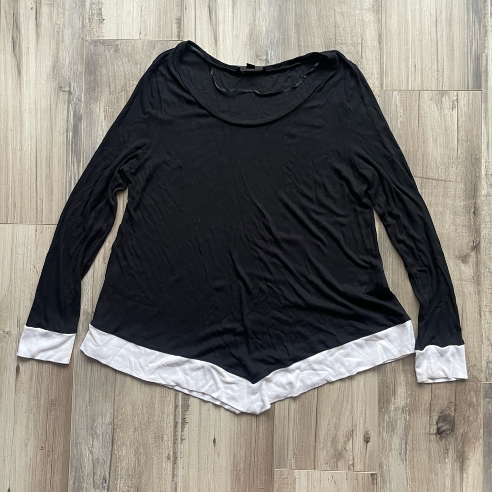 INC International Concepts Long Sleeve Shirt White Trim Bottom